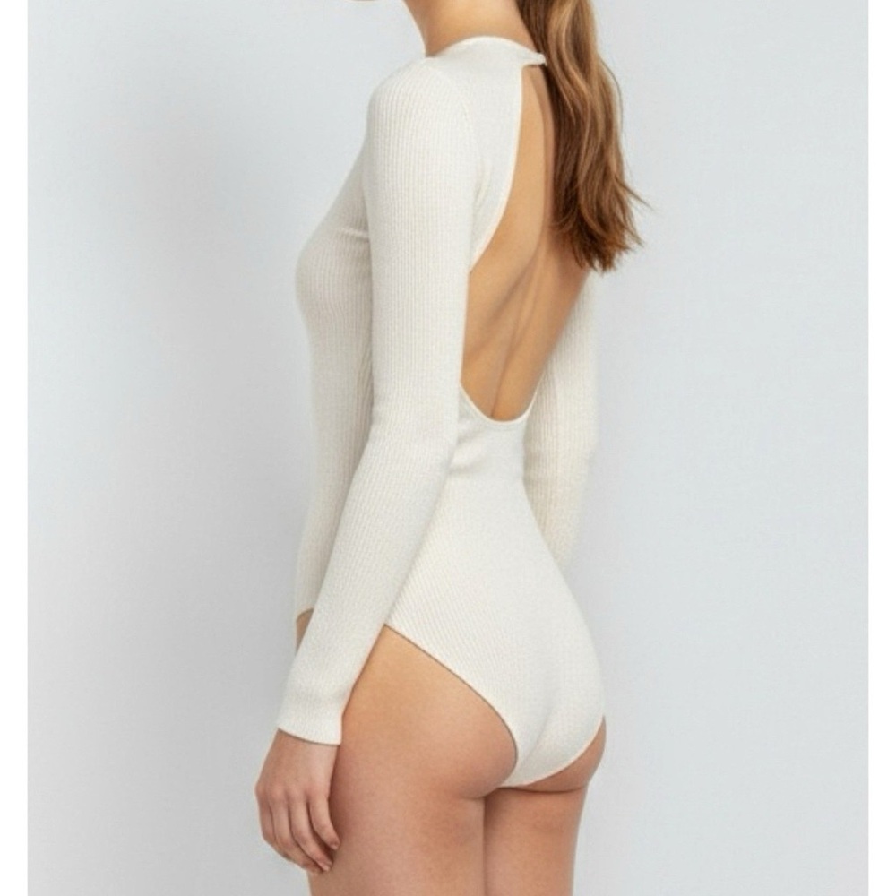 sezane ashley open back long bodysuit S